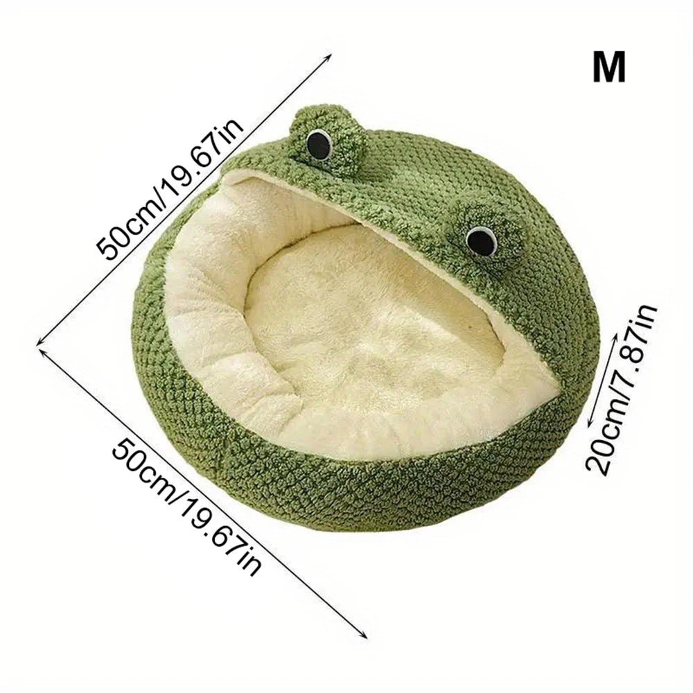 Cozy Frog Cat Cave Bed