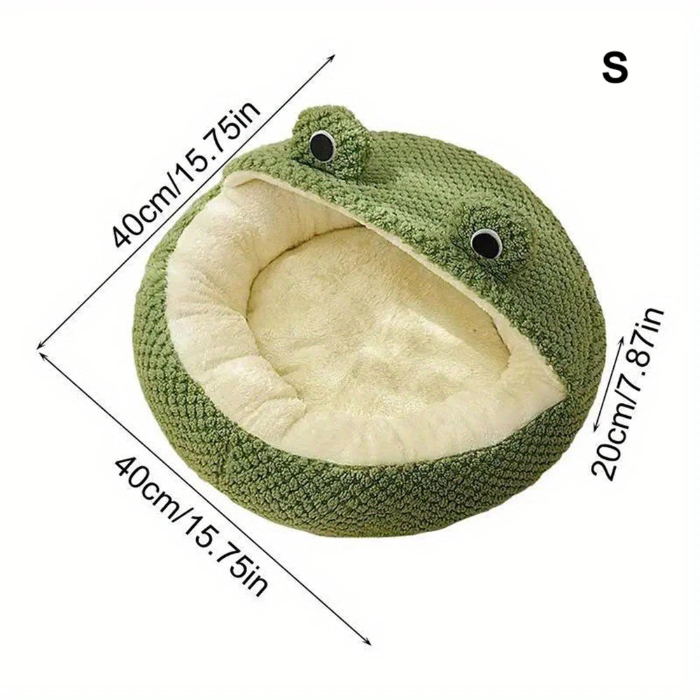 Cozy Frog Cat Cave Bed