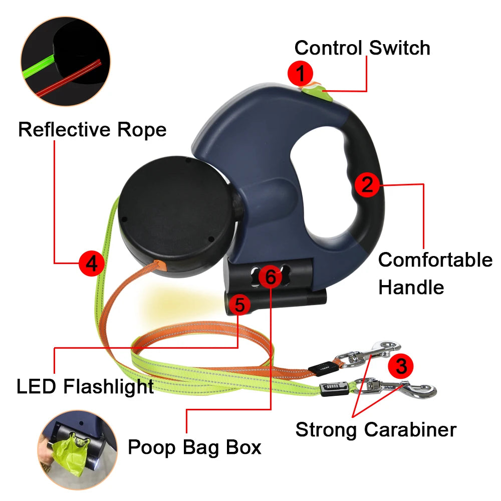 Retractable Dual Dog Leash