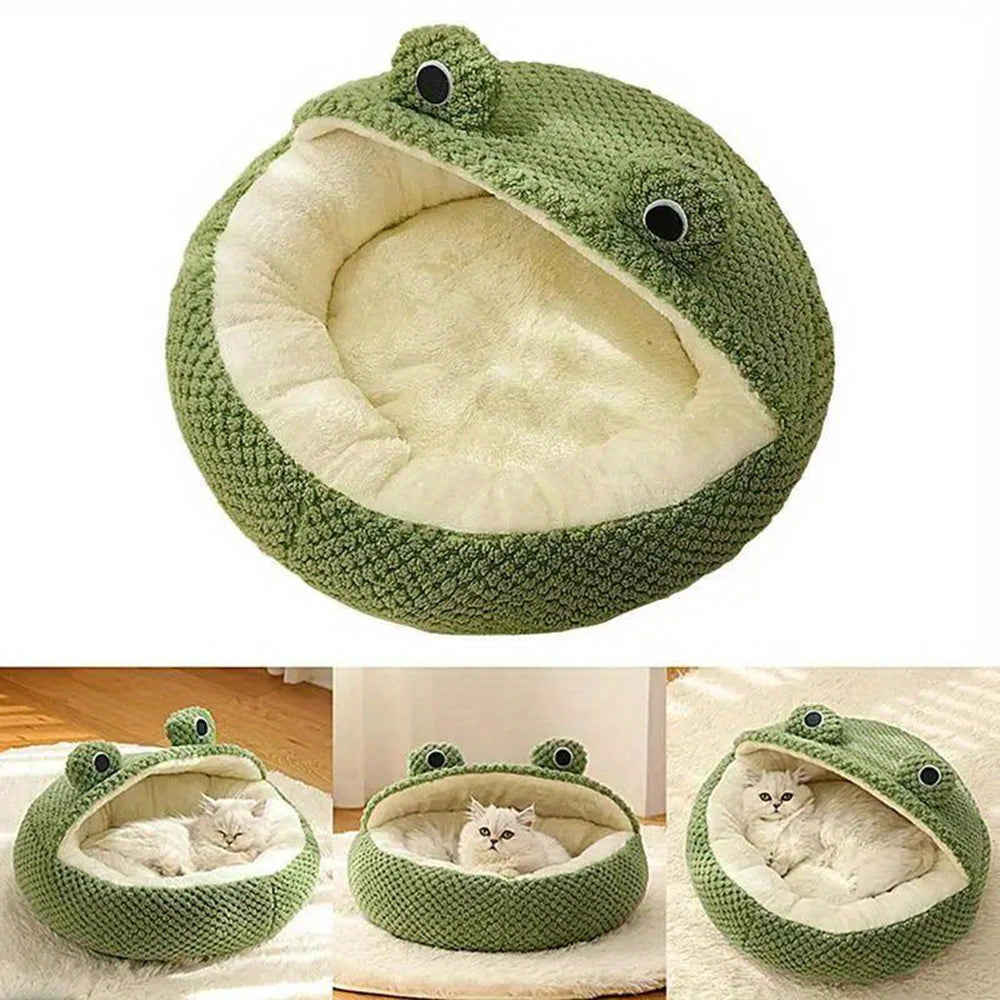 Cozy Frog Cat Cave Bed