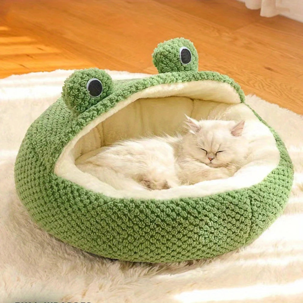 Cozy Frog Cat Cave Bed
